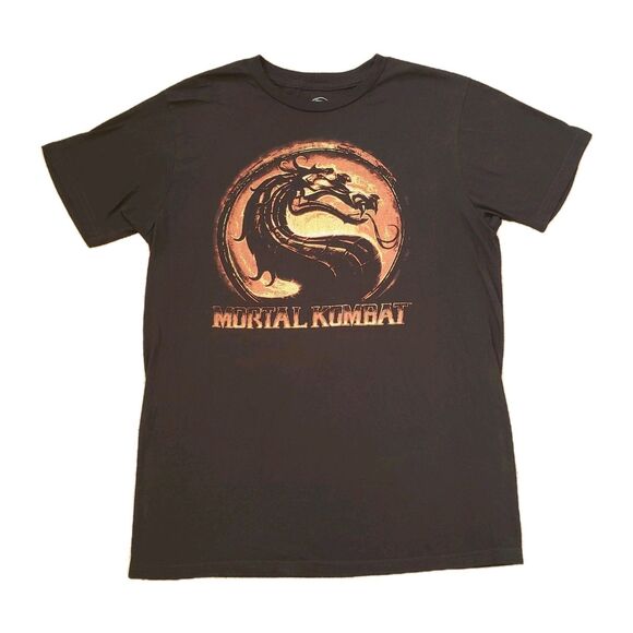Mortal Kombat Size Medium Mens Classic Dragon Logo Black Cotton Blend T-Shirt - Picture 1 of 5